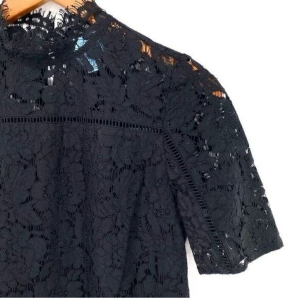 CeCe by Cynthia Steffe Women's Ingrid Black Cutaway Lace Shift Dress - Picture 3 of 14